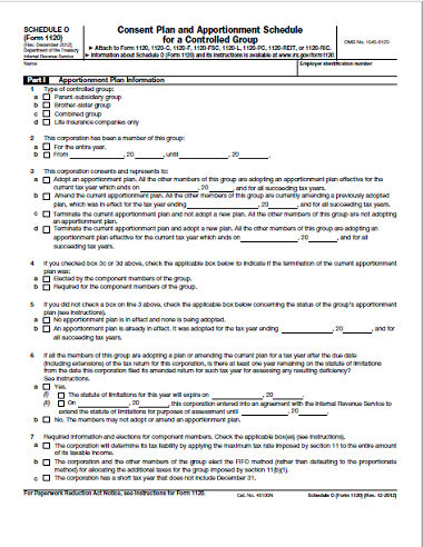 Schedule O (1120) (2012-2016)