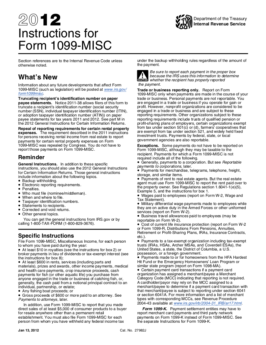 1099 (2012) Instruction