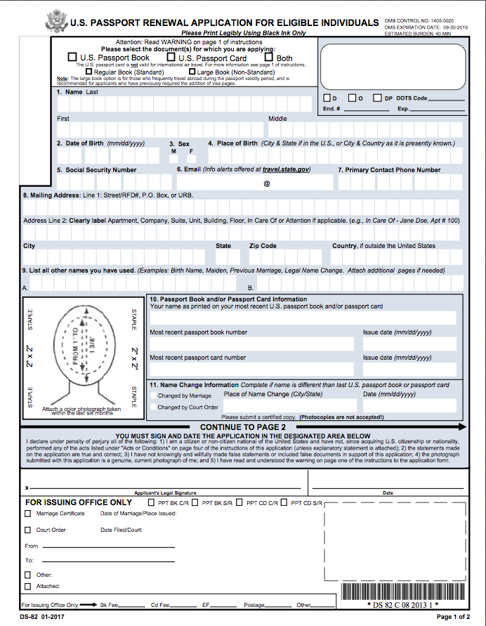Passport Renewal DS 82 2017 Edit Forms Online PDFFormPro
