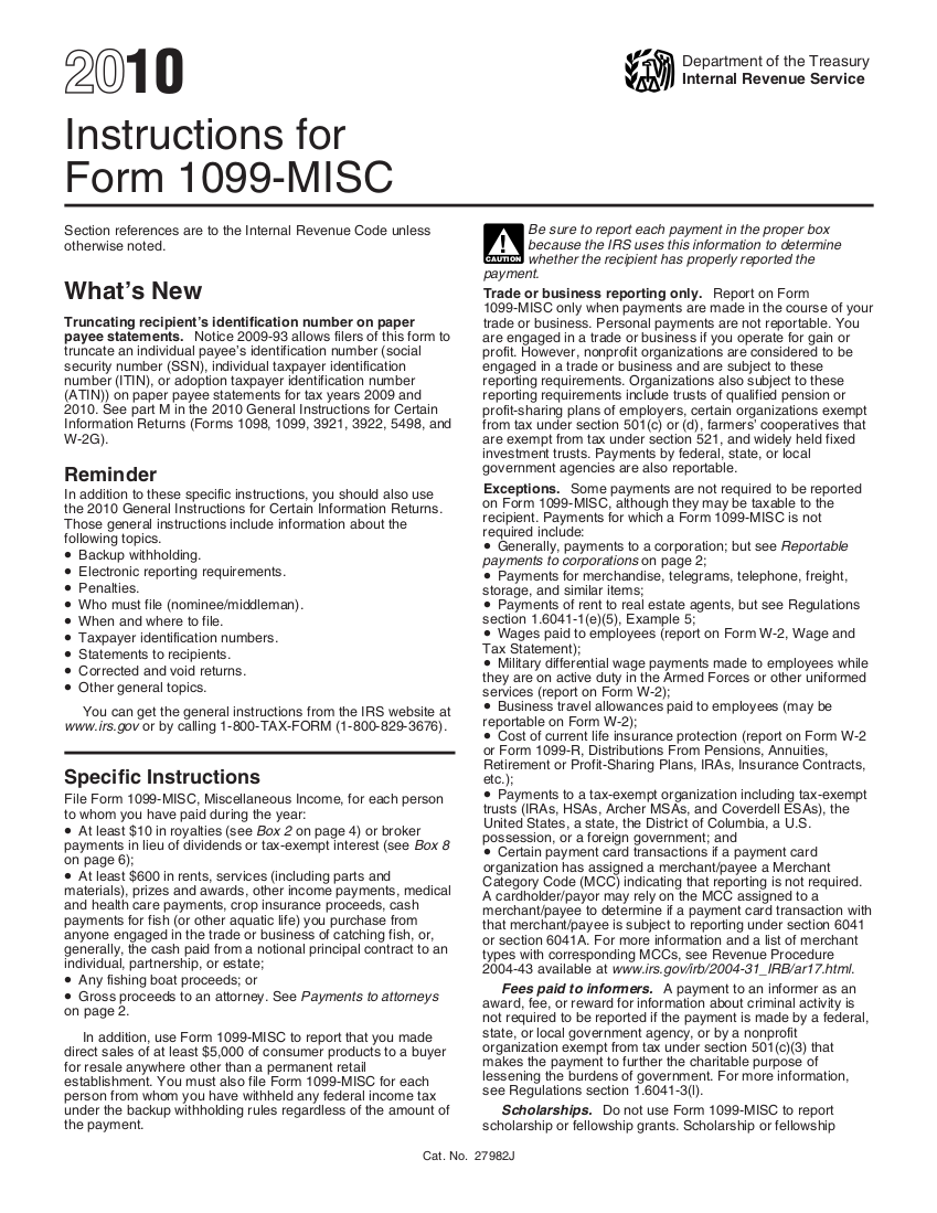 1099 (2010) Instruction