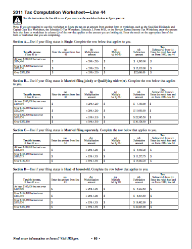 1040-Tax Tables (2011)