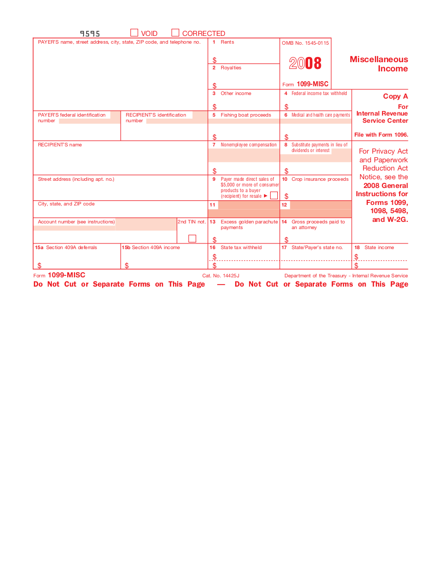 1099 (2008) Misc. | Edit Forms Online | PDFFormPro