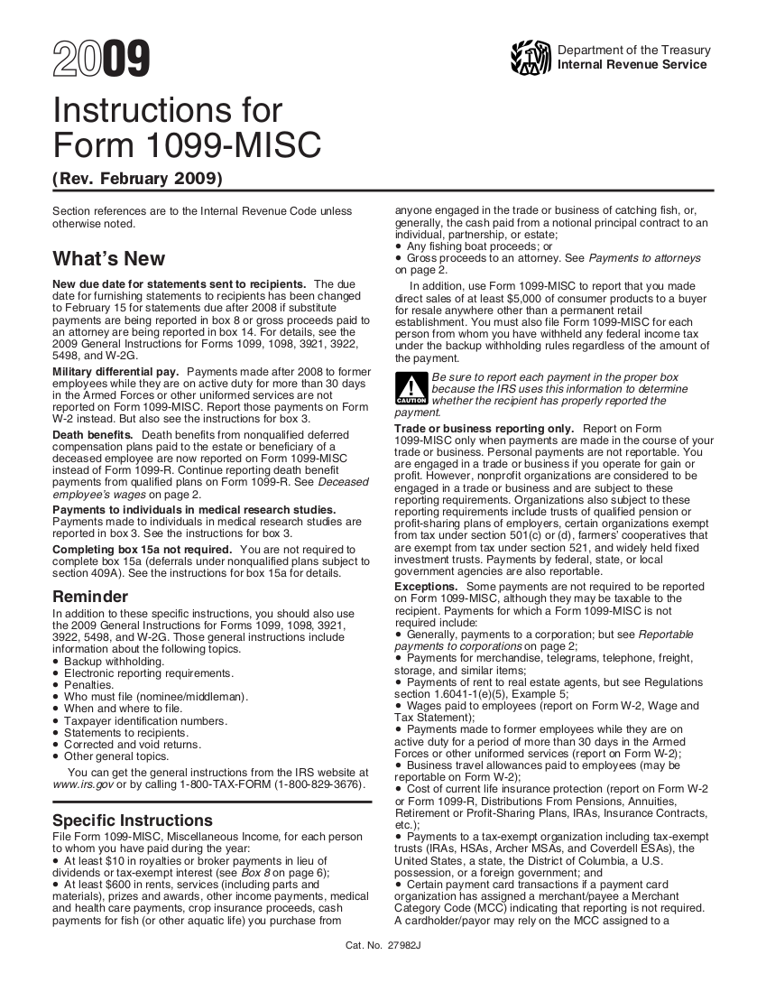1099 (2009) Instruction