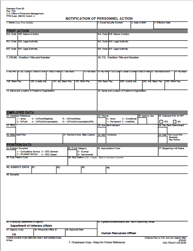 Standard Form 50 (1991-2016)