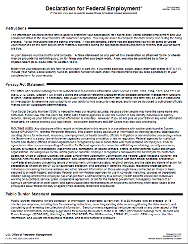 OPM Form 306 (2011-2016)