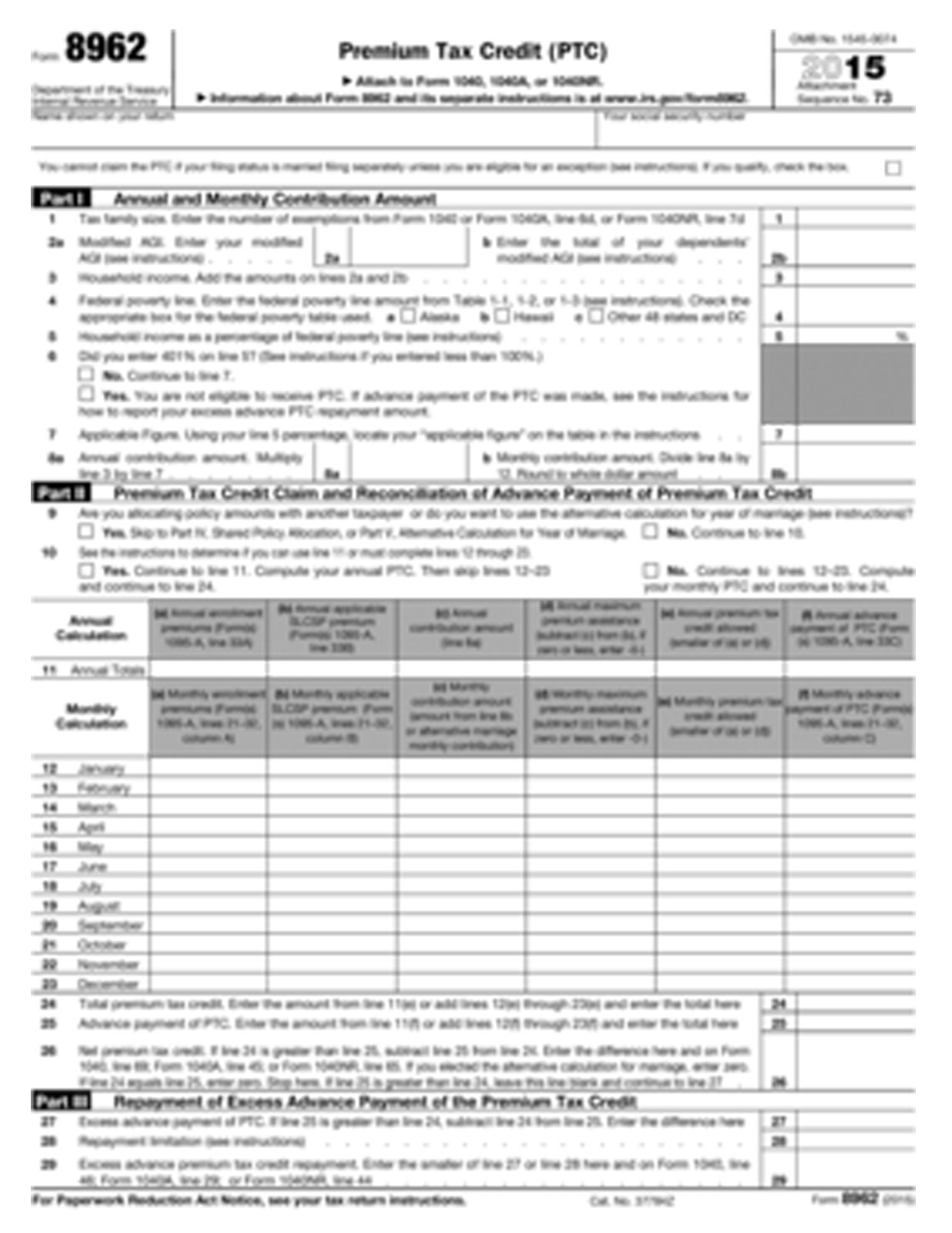 how to fill out form 8962 part iv